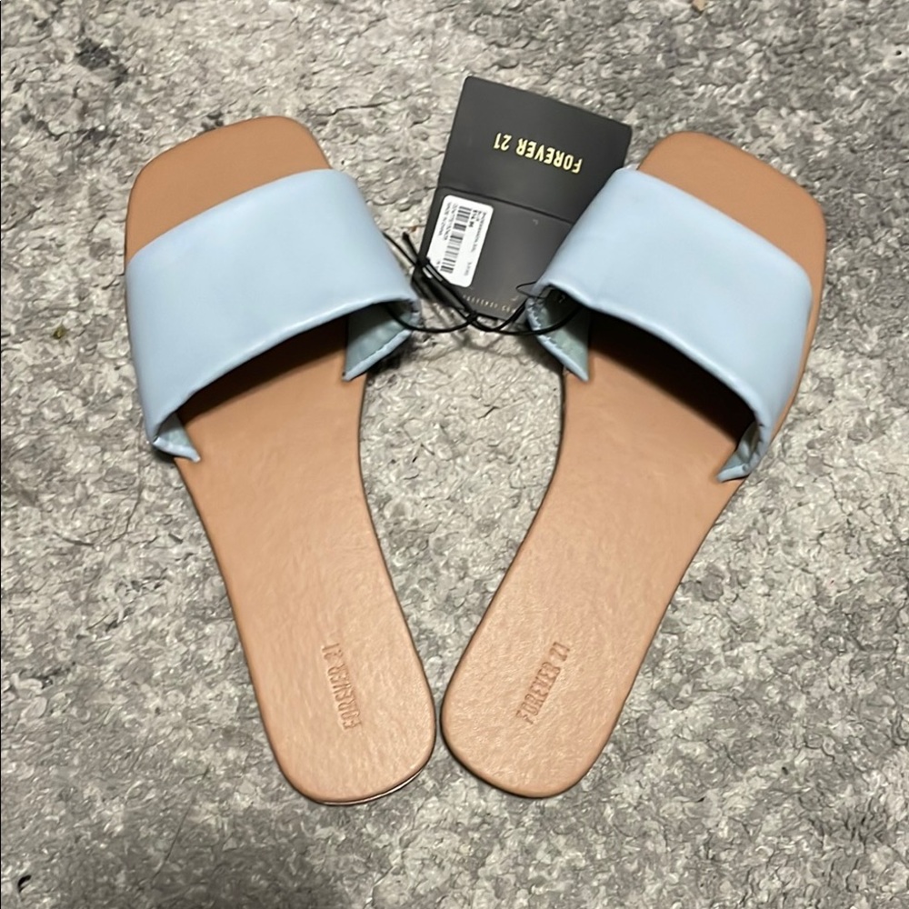 Forever 21 Women's Blue Slide Sandals